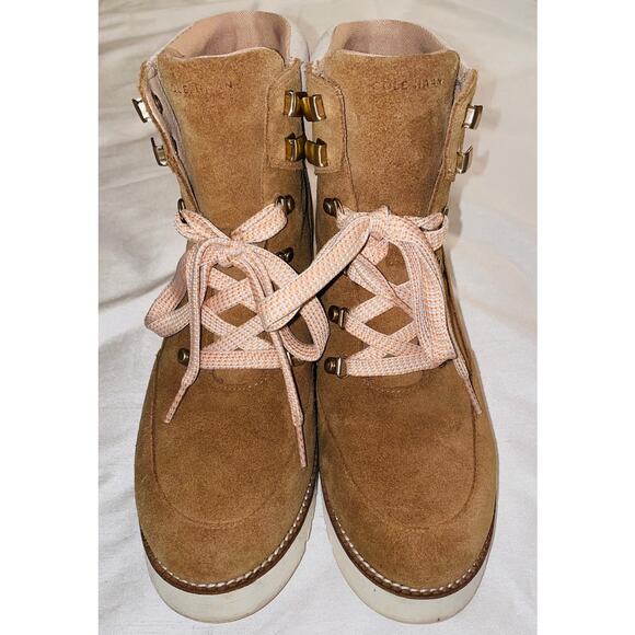 Cole Haan Zerogrand City Wedge Hiker Booties - Women's Size 8B - Carmel Leather - Picture 2 of 11